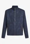 Etro Leather-trimmed Cotton And Wool-blend Jacquard Bomber Jacket In Blue