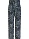 Etro Foliage-print Silk Trousers In Blue