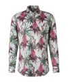 Etro Floral Print Cotton Poplin Shirt In Gray