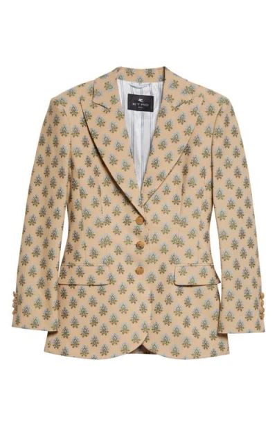 Etro Foulard Print Stretch Wool & Cotton Jacket In Neutral