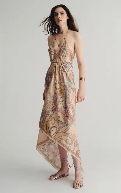Etro Foulard-printed Midi Dress In Transparent