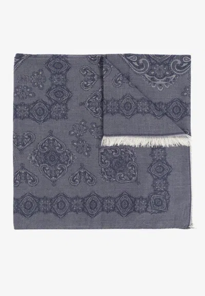 Etro Frayed-edge Scarf In Gray
