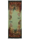 Etro Frayed Leaf-print Scarf In Neutrals