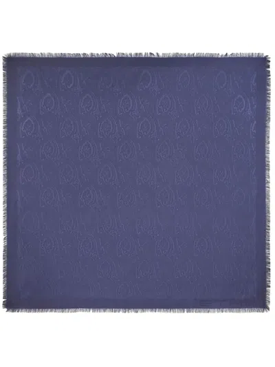 Etro Frayed Paisley-jacquard Shawl In Blue