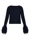 Etro Sweater With Fringes On The Sleeves In Blue