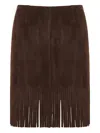 Etro Fringed Suede Mini Skirt In Brown
