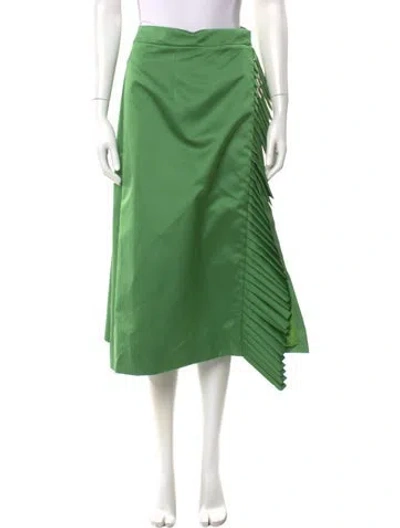Pre-owned Etro Fringe Trim Accent Midi Length Skirt In Green