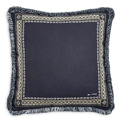 Etro Fringed Decorative Pillow, 18 X 18 In Navy