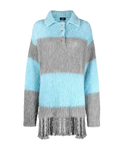 ETRO ETRO BRUSHED EFFECT FRINGED EDGE SWEATER MINI DRESS