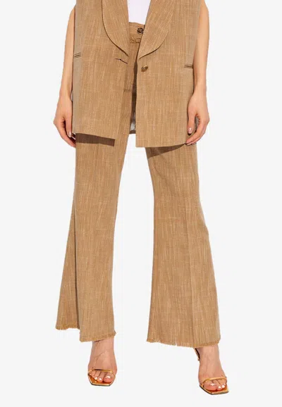 Etro Fringed Flared Pants In Beige