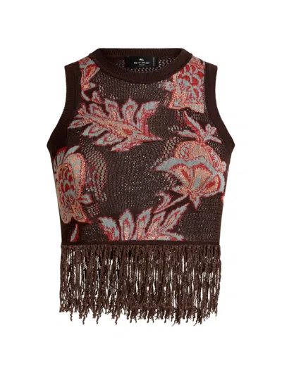 Etro Fringed Floral-detail Top In Multi