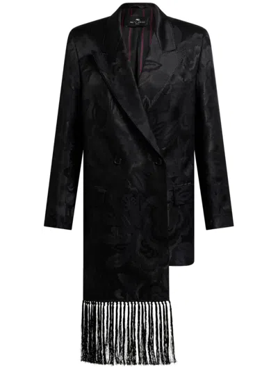 Etro Fringed Jacquard Blazer In Black