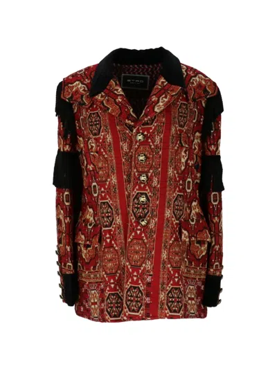Etro Fringed Jacquard Jacket In Multi