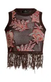 Etro Fringed Knit Crop Top In Burgundy
