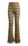 Etro Fringed Knit Flared Pants In Brown