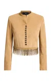 Etro Fringed Leather Jacket In Neutral