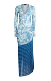 Etro Fringed Metallic Knit Maxi Dress In Multi