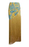 Etro Fringed Metallic Knit Maxi Skirt In Multi