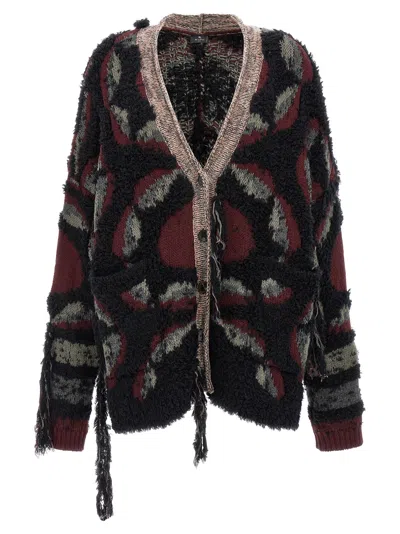 Etro Fringed Oversized Cardigan In Black