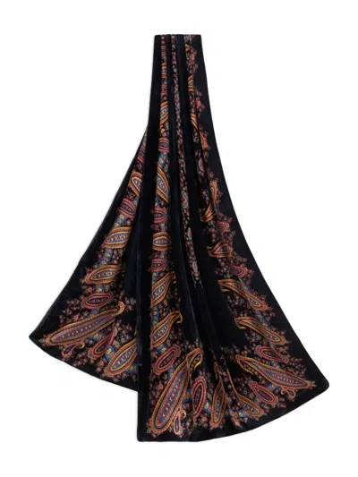 Etro Fringed Paisley-print Scarf In Black