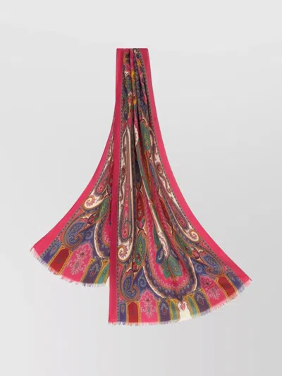 Etro Fringed Paisley Scarf In Lightweight Fabric In Multi