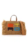 Etro Fringed Raffia Tote Bag In Brown