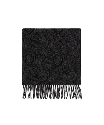 Etro Paisley-jacquard Fringed Scarf In Black