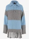 Etro Fringed Striped Long Sweater In Red