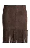 Etro Fringed Suede Mini Skirt In Brown