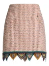 Etro Fringed Tweed Mini Skirt In Neutral