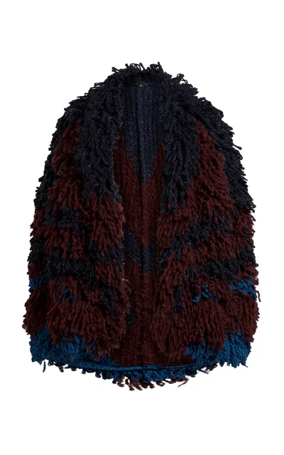 Etro Fringed Wool Coat In Multi