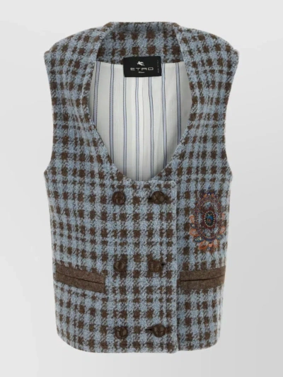 ETRO FRONT EMBROIDERED WOOL VEST
