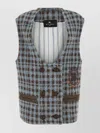 Etro Gilet In Misto Lana Ricamata Donna In Grey