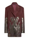 Etro , Metallic-print Coat, Woman, Burgundy, Size 46 In Purple