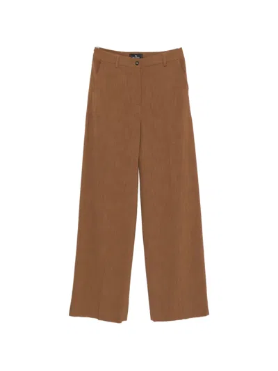 Etro Front-seam Trousers In Brown