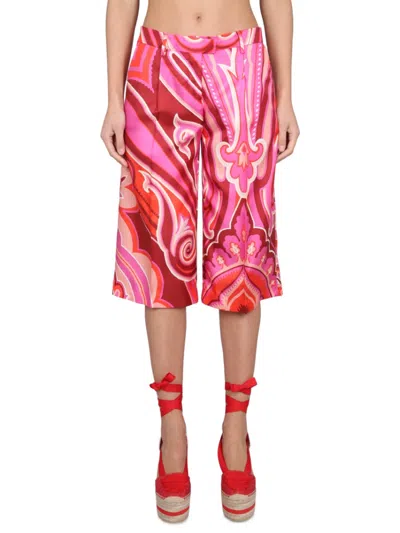 Etro Fuchsia Printed Shorts In Pink