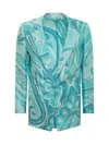 Etro Printed Silk Blazer In Blue