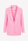 Etro Single-breasted Silk Linen Blazer Jacket In Pink