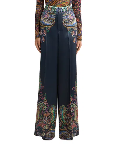 Etro Full Length Wide Leg Trousers In Black