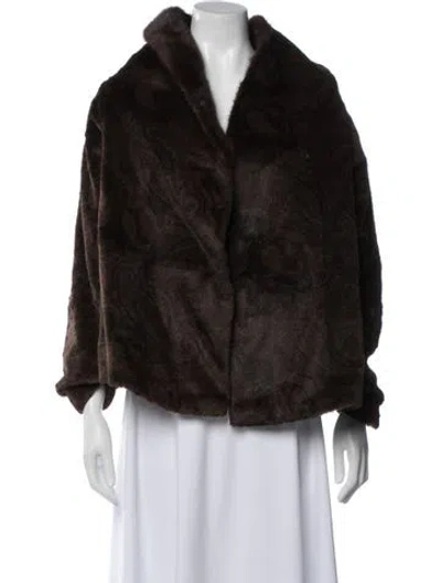 Pre-owned Etro Fur Patterned Faux Fur Jacket In Brown