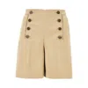 Etro Gabardine Shorts With Pegaso Buttons In Beige