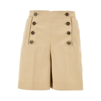 Etro Gabardine Shorts With Pegaso Buttons In Beige