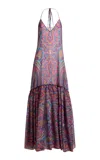 Etro Gathered Chiffon Maxi Dress In Pink