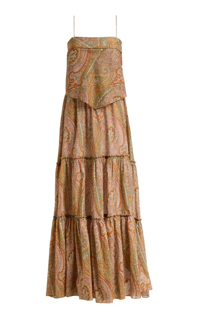 Etro Gathered Cotton Maxi Dress In Multi