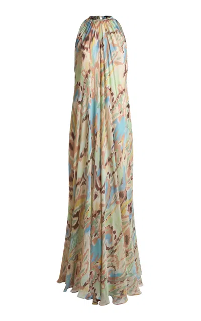 Etro Gathered Silk-blend Maxi Dress In Multi