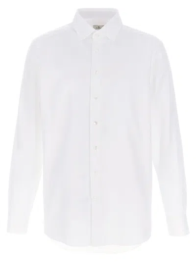 Etro Striped-jacquard Cotton Shirt In White