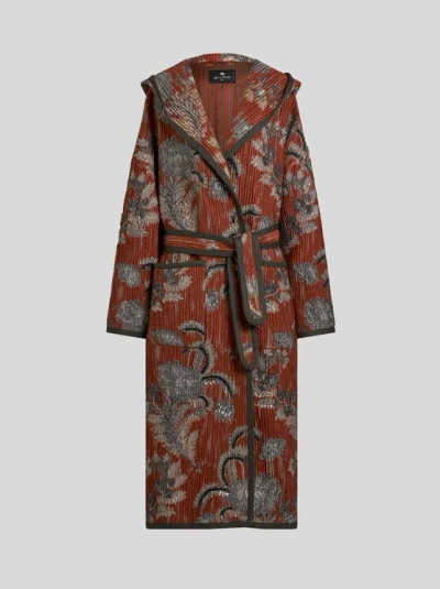 ETRO QUILTED JACQUARD COAT WITH EMBROIDERY