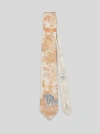 Etro Silk Tie With Embroidered Botanical Pattern And Elephant Motif In Gelb