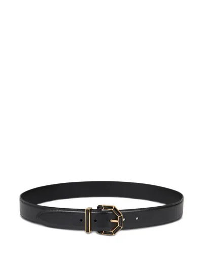 Etro Geometric-buckle Leather Belt In Black