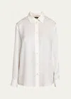 Etro Silk-blend White Shirt With Classic Collar In White 3